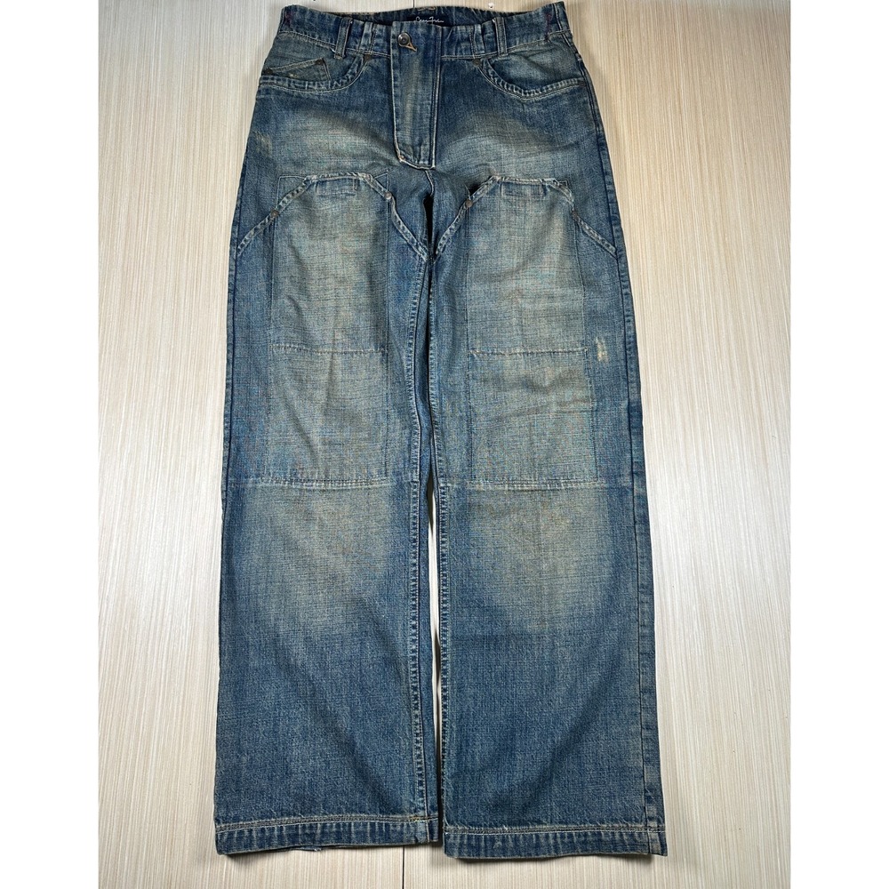 VTG Sean John Carpenter Jeans Mens 30 Blue Cotton High Rise Wide Leg Double Knee